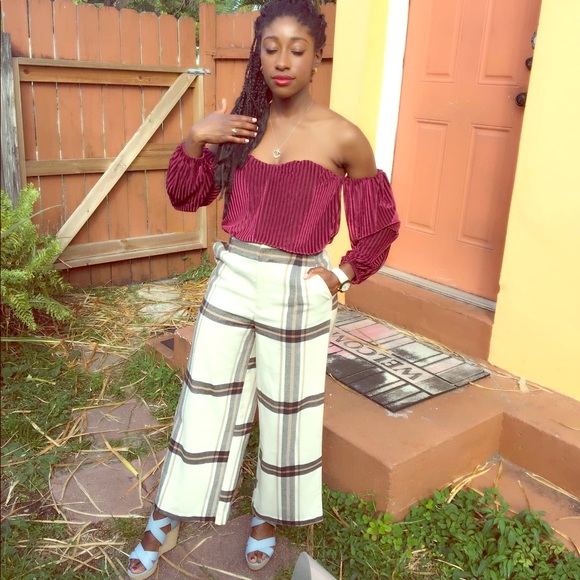 F21 Contemporary Plaid High Waisted Wide Leg Pant - Picture 4 of 4